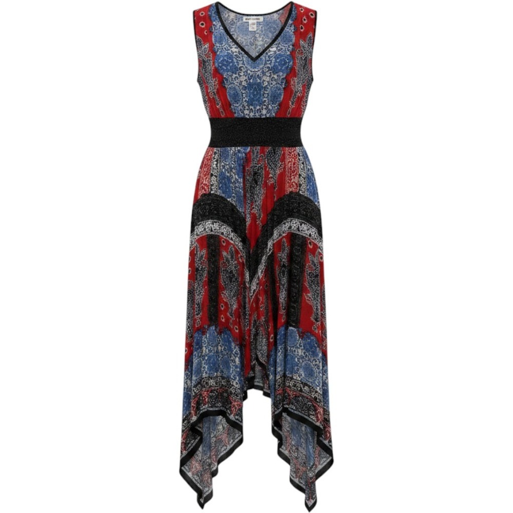 Billa Boho Maxi Dress Filigree Paisley Print Rayon Women's XXL Cottage Prairie